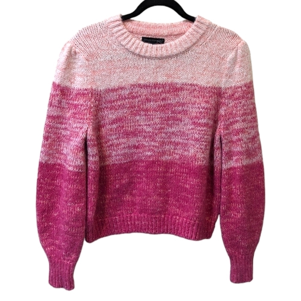 Banana Republic Alpaca & Merino Wool Blend Pink Ombre Cropped Sweater (L)